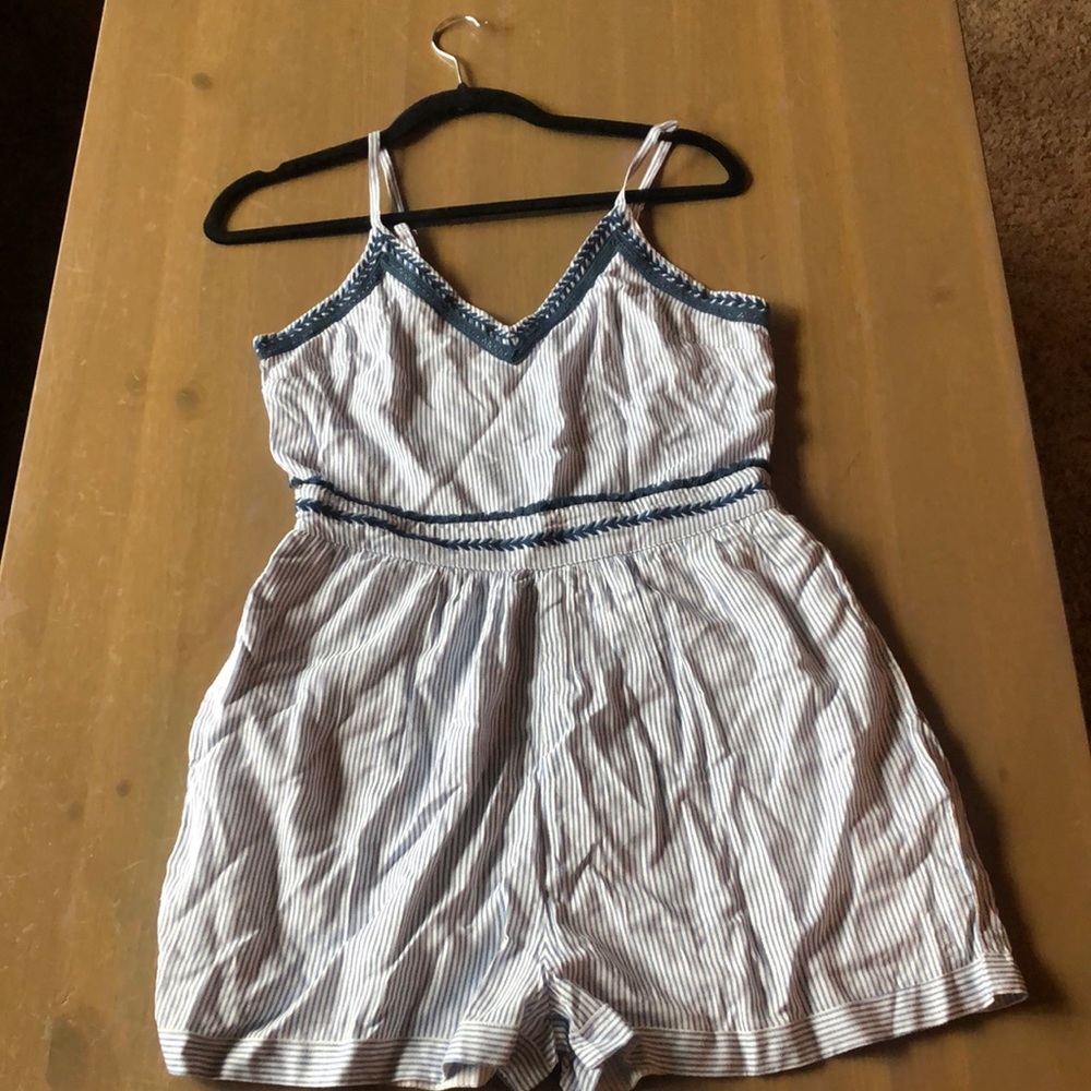 Navy and white romper